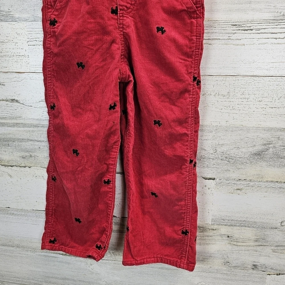 OshKosh B'gosh Girls Red Overalls with Adjustable Straps Sz 4T Dog Embroidered